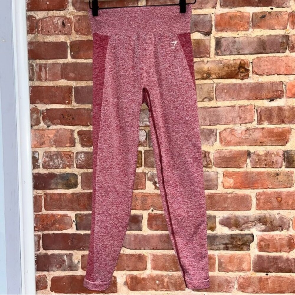 Gymshark Flex High Waisted Leggings Burgundy Marl Size Medium B1A2Q
